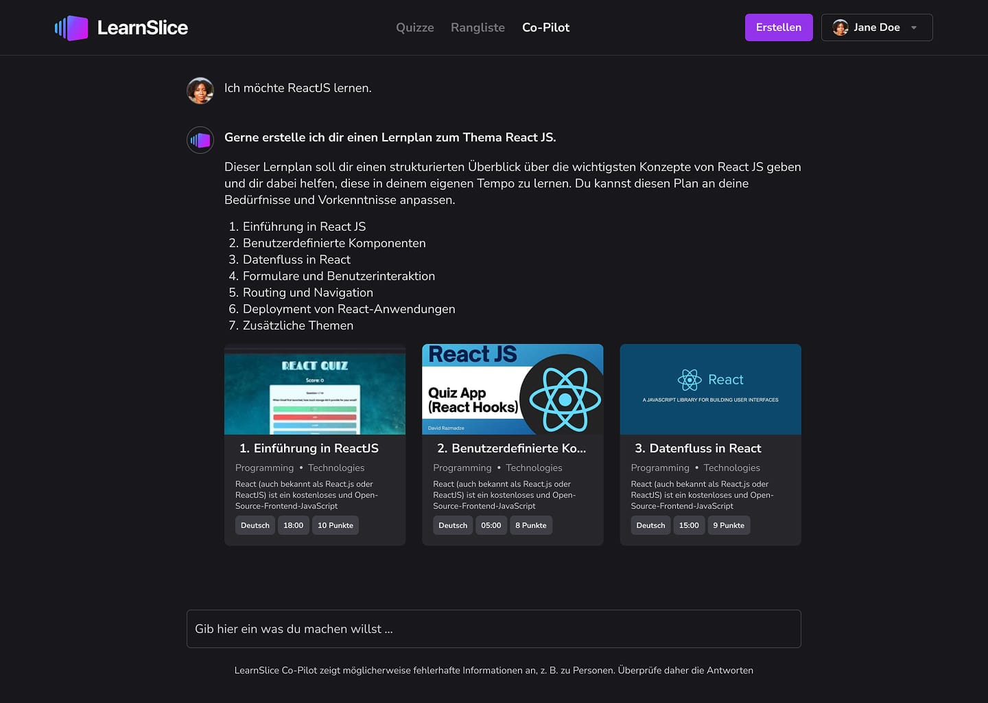 LearnSlice AI-powered learning platform interface showing personalized coaching and learning paths