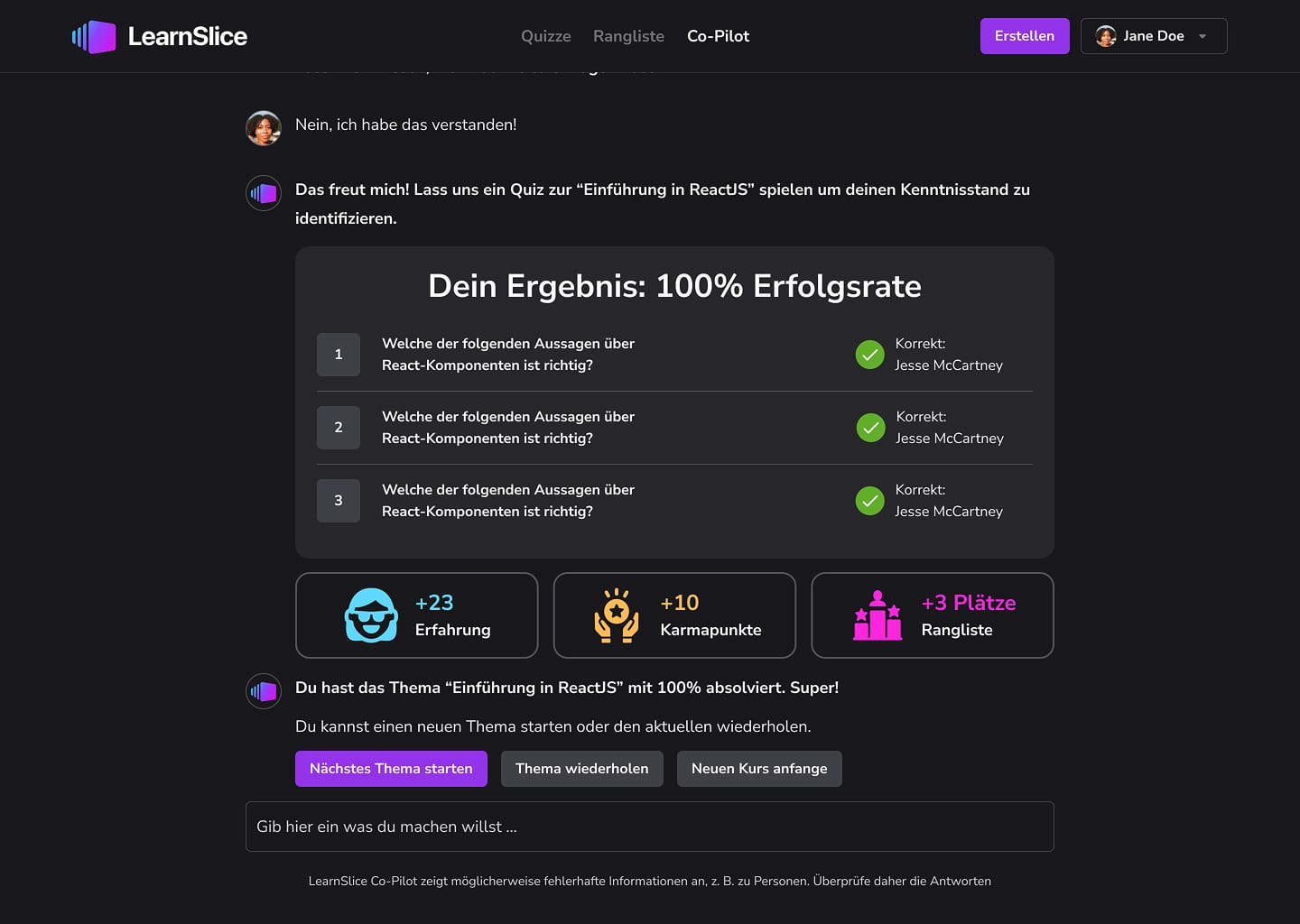 LearnSlice AI-powered learning platform interface showing adaptive mentoring, assessments, analytics, and gamification features